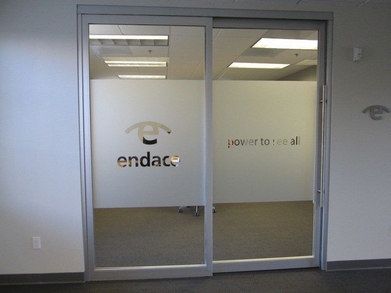Office window decals made of frosted vinyl